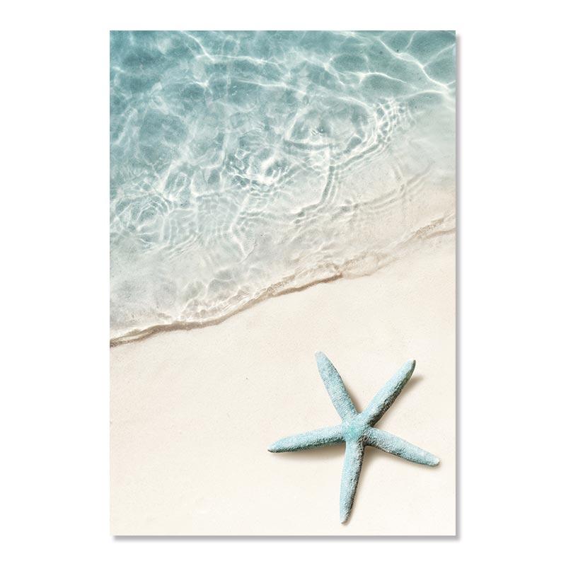 Пляжная декорация Живопись Постер Океан Белые ракушки Мост Природный пейзаж Настенное искусство Скандинавский холст Принт Картина Для декора дома