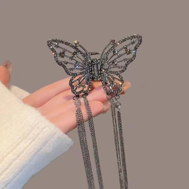 Элегантная металлическая заколка-бабочка для волос: Зажим-кисточка высокого класса для женского полухвоста