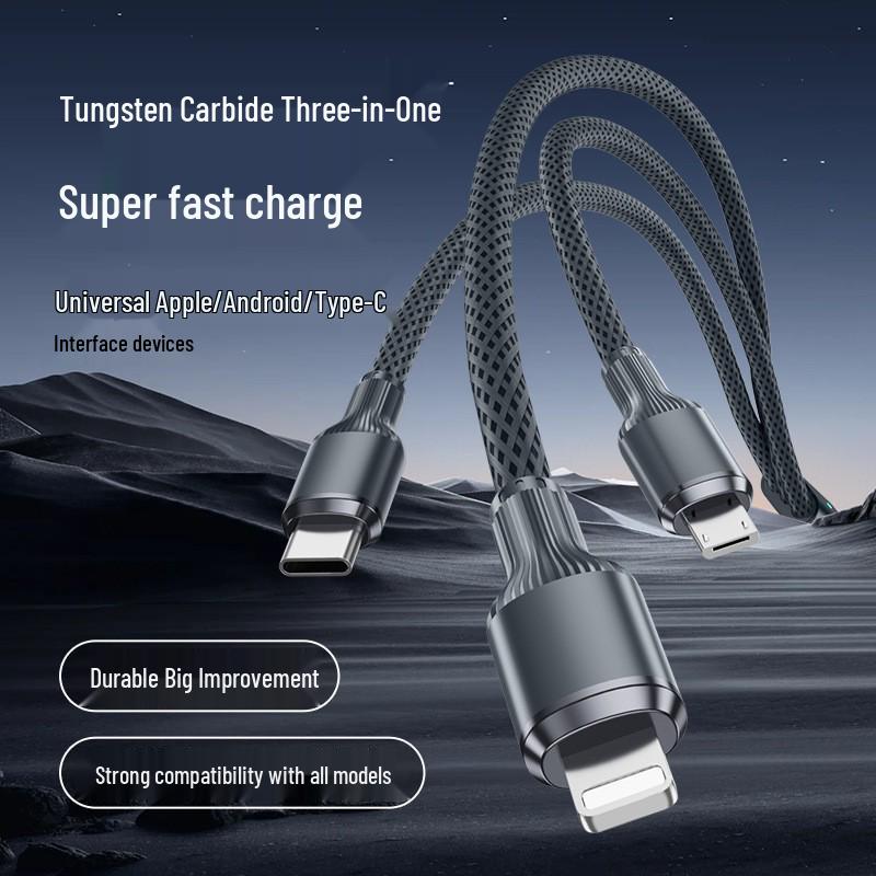 120 Вт Золотое плетение 3-в-1 Super Fast Charging Кабель | Совместим с Apple MFI и Type-C