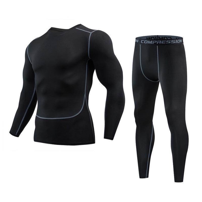 Мужские быстросохнущие красные спортивные тайтсы и костюм с длинным рукавом для бега, тренировок, баскетбола и фитнеса - Идеально для осени и зимы.