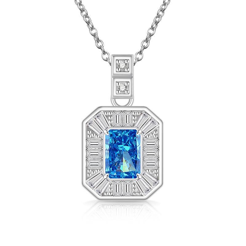 Colored Treasure Ice Flower Cut No Matter Brand Necklace Super Flash High Carbon Diamond Plated Real Gold Pendant