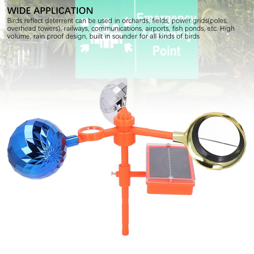 Отпугиватель птиц Светозвуковой отражающий вращающийся прибор на солнечной батарее для патио, красочный визуальный пластиковый отпугиватель