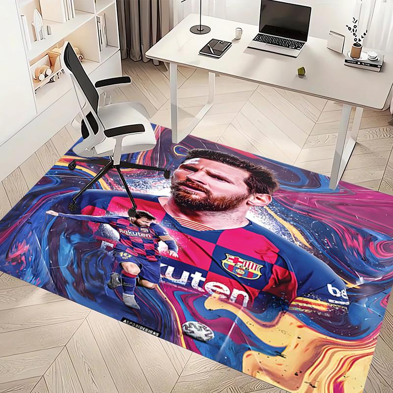 1pc Football star Messi Print Area Rug - Soft, Washable Non-Slip Indoor Mat, Living Room, Home Office Decorative Rug,Office Decorative