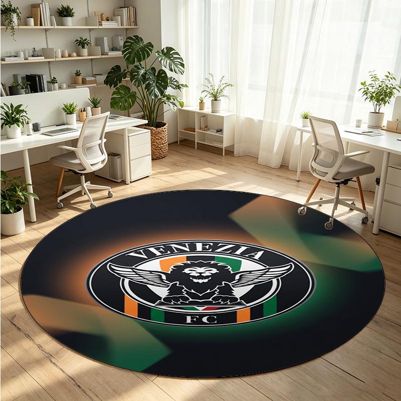 Venezia FC Football Printed Round Crystal Velvet Rug Soft Non Slip Floor Carpet For Bedroom Holiday Gift
