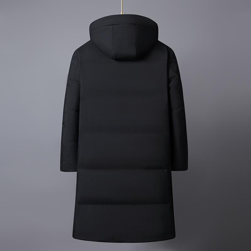 Зимние пуховики для мужчин Верхняя одежда Повседневная толстая теплая белая утиная пуховая длинная куртка с капюшоном для мужчин среднего возраста парка