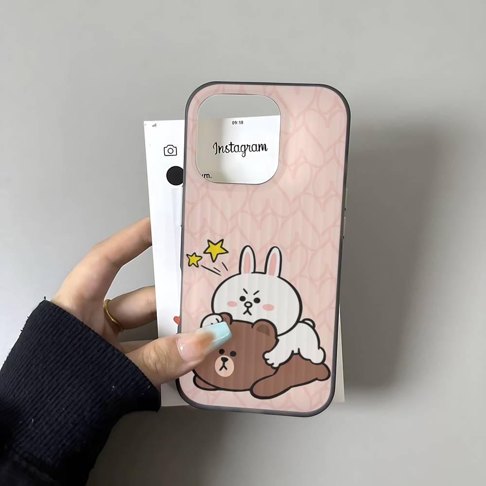 Мультяшный Милый C-Кони B-Браун Чехол для Телефона Для IPhone 17 16 15 14 13 12 11 Pro Max Plus Гофрированный Бампер Задняя Крышка Корпус