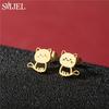 New Funny Happy Kitty Stud Earrings for Girls Fashion Cute Animal Cat Earings Silver Color Kitten Jewelry Wholesale
