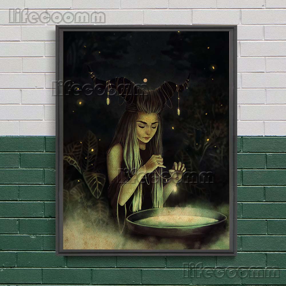 Верховная жрица и тройная богиня, винтажное настенное искусство, колдовство, магия, плакат Викки, холст с принтом, ведьма, украшение для дома, без рамки