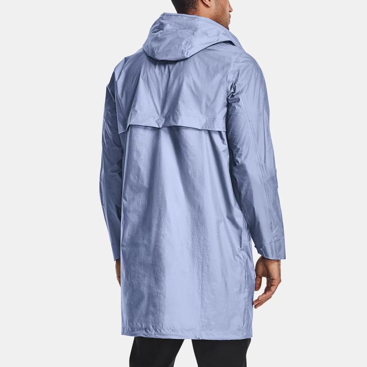 Under Armour Однотонная мужская куртка средней длины с капюшоном, синяя, выбеленная 1360414-420