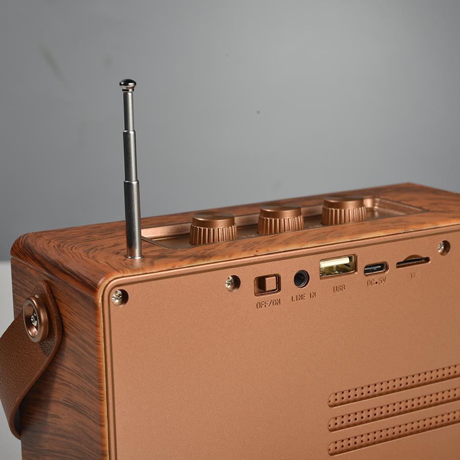 Ретро Портативная Беспроводная Bluetooth Колонка Высококачественный Мощный Стерео Звуковой Ящик Винтажный FM Перезаряжаемый MP3 Плеер