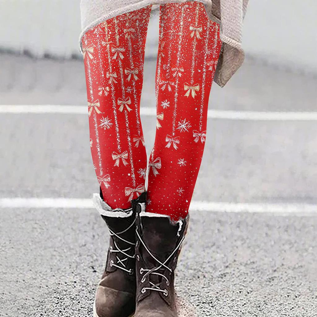 Женские рождественские облегающие эластичные повседневные брюки для йоги