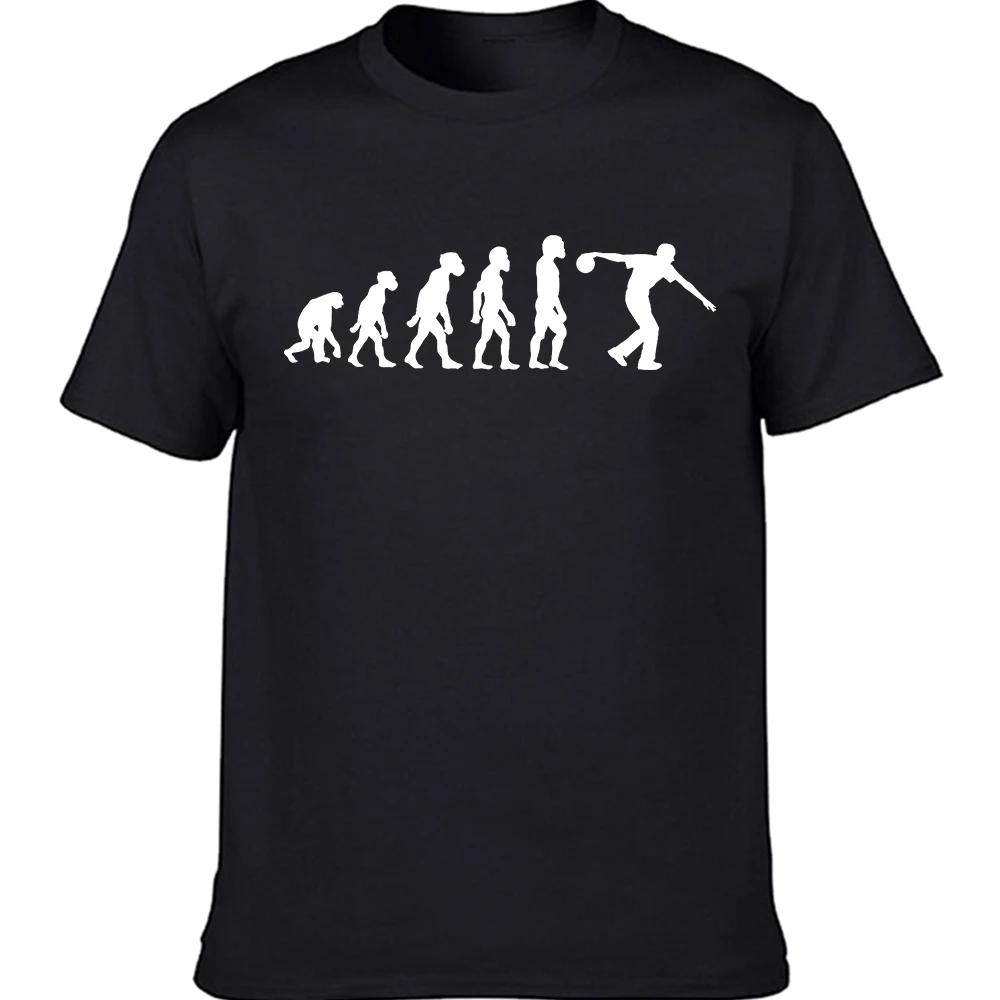 Funny Human Bowling Evolution Pin Ball Bowler Player T Shirts Summer Cotton Streetwear Short Sleeve Birthday Gifts T-shirt Men