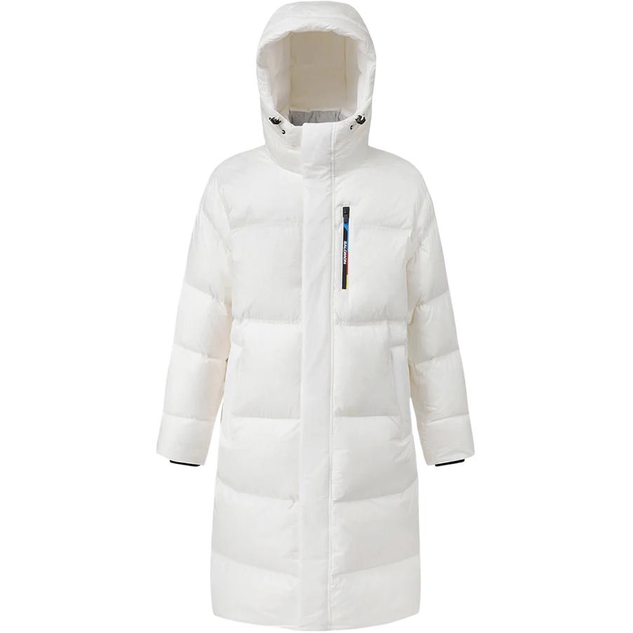 SALOMON Contour Korean Line Snow Down Jacket Outdoor Solid Color Hooded Zip Long Sleeve Long Down Jacket Women Upper Clothing White LC2581500
