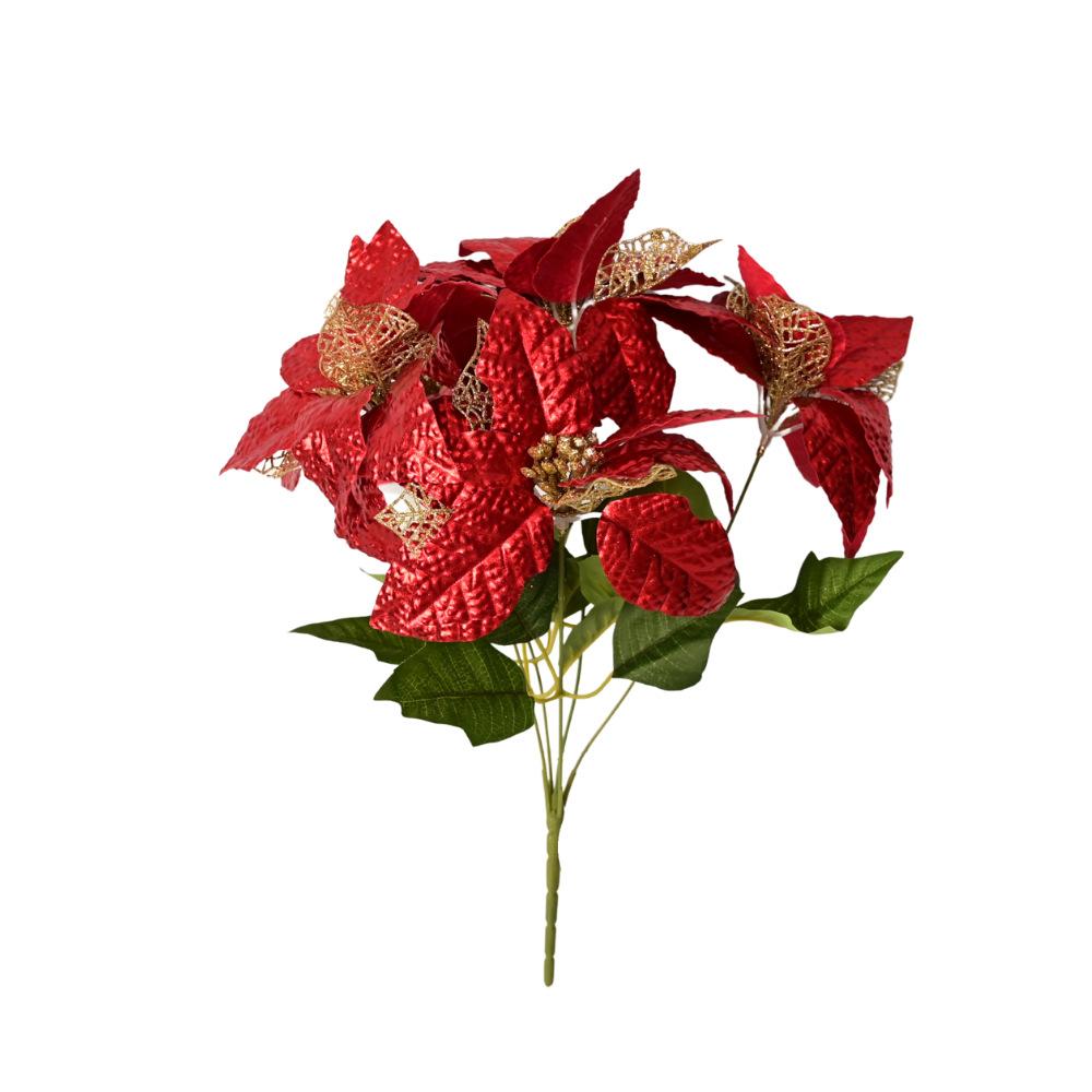 Simulation flower Christmas flower cuttings Mesh flannel flower arrangement ornament flannel Christmas ornament