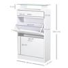 Shoe Cabinet, 3 Drawers, Glass Shelf, Aluminum Handle, 60x24x105.5cm, White