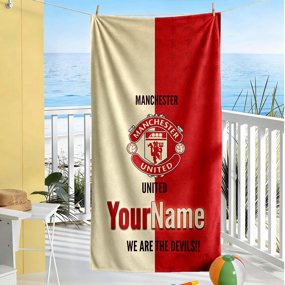 Manchester Personalized Name Beach Towel Super Soft & Absorbent Portable for SwimmingBeachCamping Travel Beach AccessoriesGym