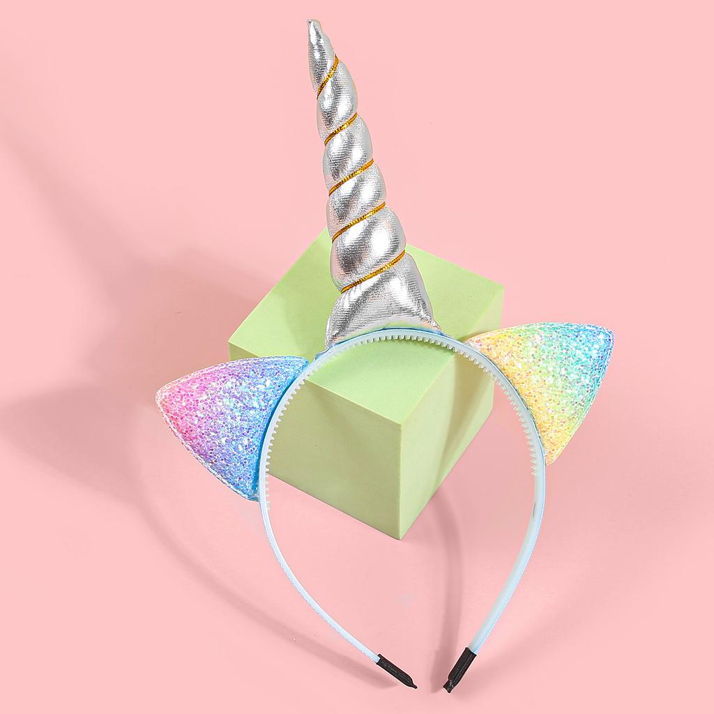 Glitter Cat Ears Headbands Birthday Party Decor Rainbow Cat Ears Hairband Unicorn Headband Kids Children Party Favor Headwear