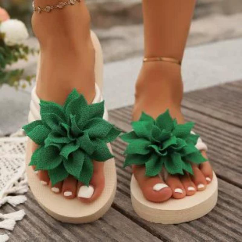 Новые большие шлепанцы на платформе, однотонные цветочные модные ретро-шлепанцы