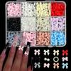 12Grids/Box Mixed Resin Bowknot Nail Art Decorations 3D Charms Kawaii Colorful Bow Diy Manicure Tools Parts