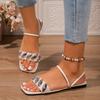 Fashion Ladies Shoes 2025 Fashion Slip-on Women's Sandals New Metal Decoration Summer Outdoor Casual Open Toe Plus Size Sandal Slippers