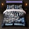 Cristiano Ronaldo Custom Name Text Bedding Set 1 Duvet Cover+2 Pillowcases Soccer Logo Personalized Gift For Special Occasion Bedroom Decor