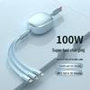Выдвижной кабель быстрой зарядки 100 Вт «один в три» для Huawei, Apple 15, устройств Android