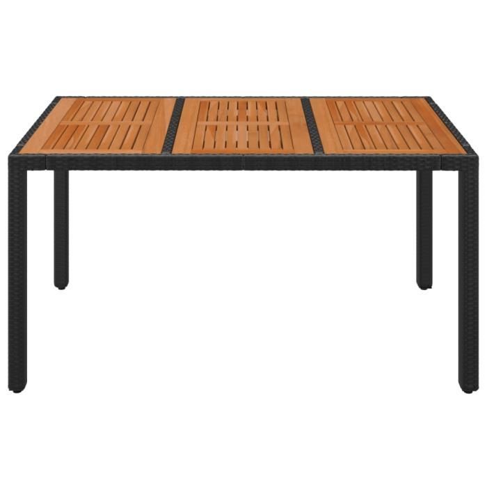 VidaXL Garden Table Wood Top Black 150x90x75 Cm Woven Resin 319901