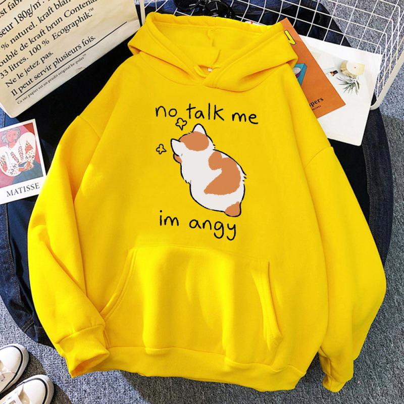 Angry Cat Print Women's Hoodie