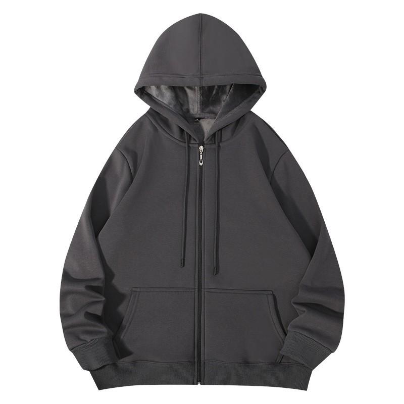 Unisex Hooded Zip-Up Sweatshirt Thick Fleece Lined Oversized Casual Pullover Men Women