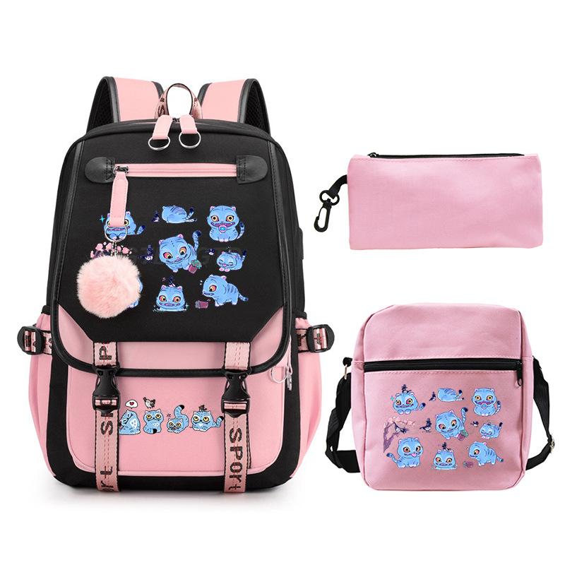 Animation Cartoon Peripheral Printing Children'S Backpack Campus Large Capacity Primary And Secondary School Students Schoolbag Three-Piece Set