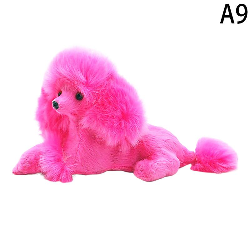 Розовая фигурка пуделя, имитация собаки, плюшевые игрушки, подарок, поделки, украшение для дома, украшение для гостиной