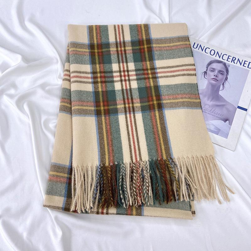 Клетчатый шарф женский зимний теплый платок из искусственного кашемира