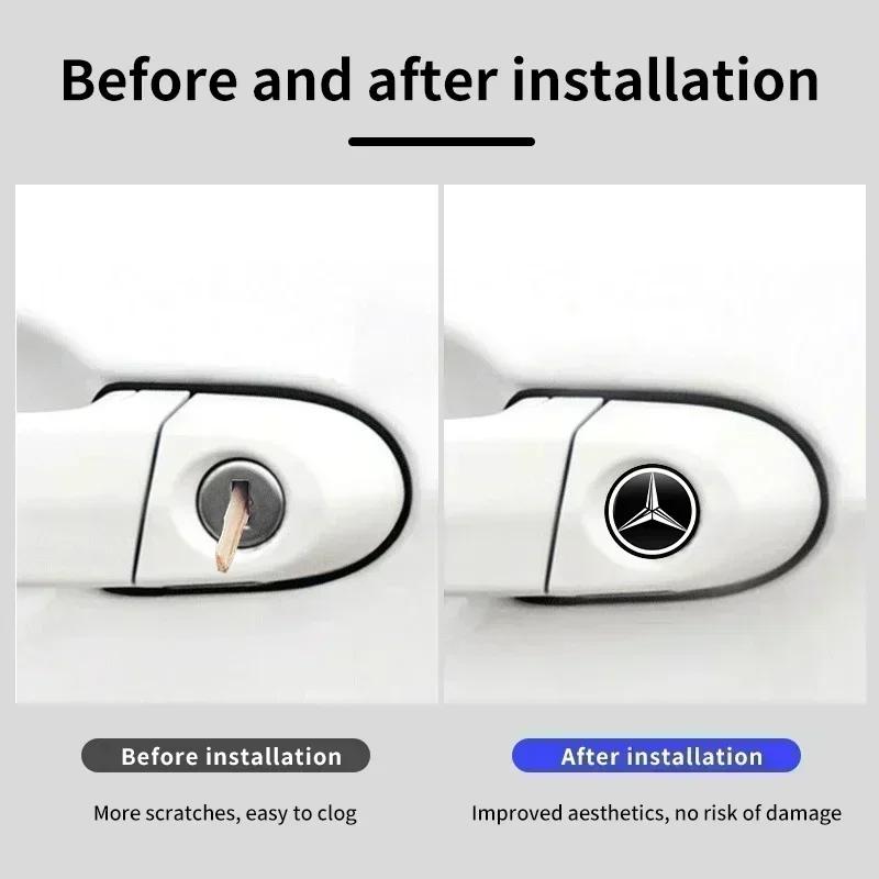 Car Door Lock Keyhole Protective Cover Stickers Key Hole Decals For Mercedes Benz AMG A C E Class W201 W210 W108 W204 W205 W203 XABCE1