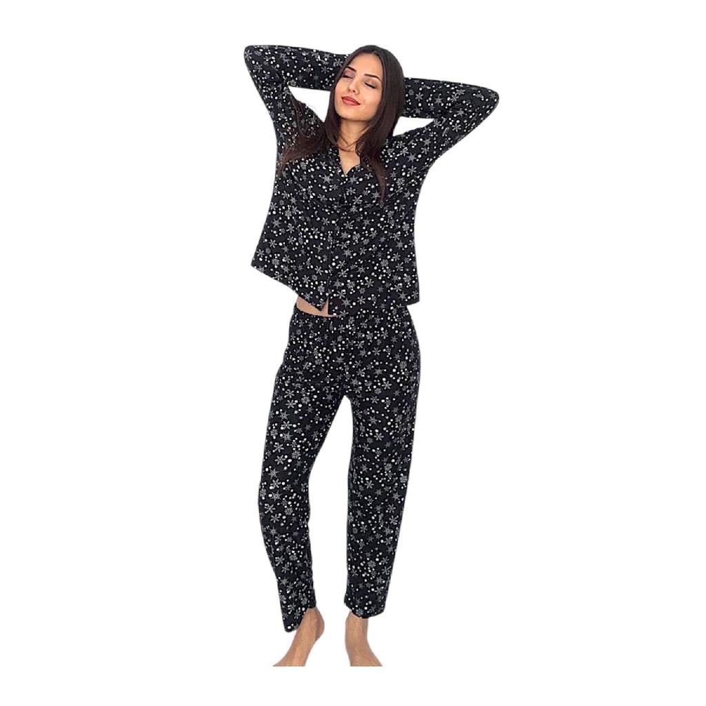 Новогодний зимний пижамный комплект на пуговицах