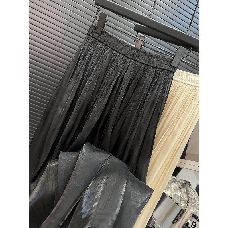 Высококачественная блестящая перламутровая шифоновая плиссированная юбка в стиле ретро, модная плиссированная ниспадающая утягивающая юбка А-силуэта с высокой талией