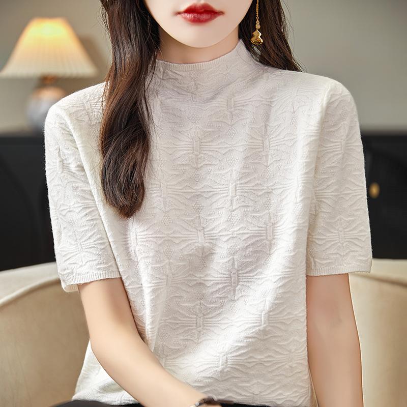 Women Knit T-shirt MODERN NEW SAGA Summer Knitted Shirt Short Sleeve Tees Spring Pullover Knit Tops