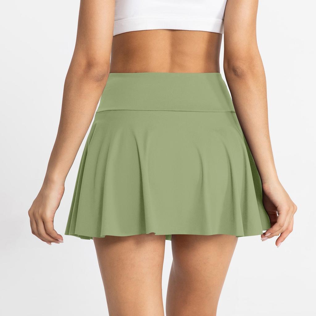 Женская однотонная юбка для йоги, брюки для бега, фитнеса, тенниса, карманная спортивная юбка