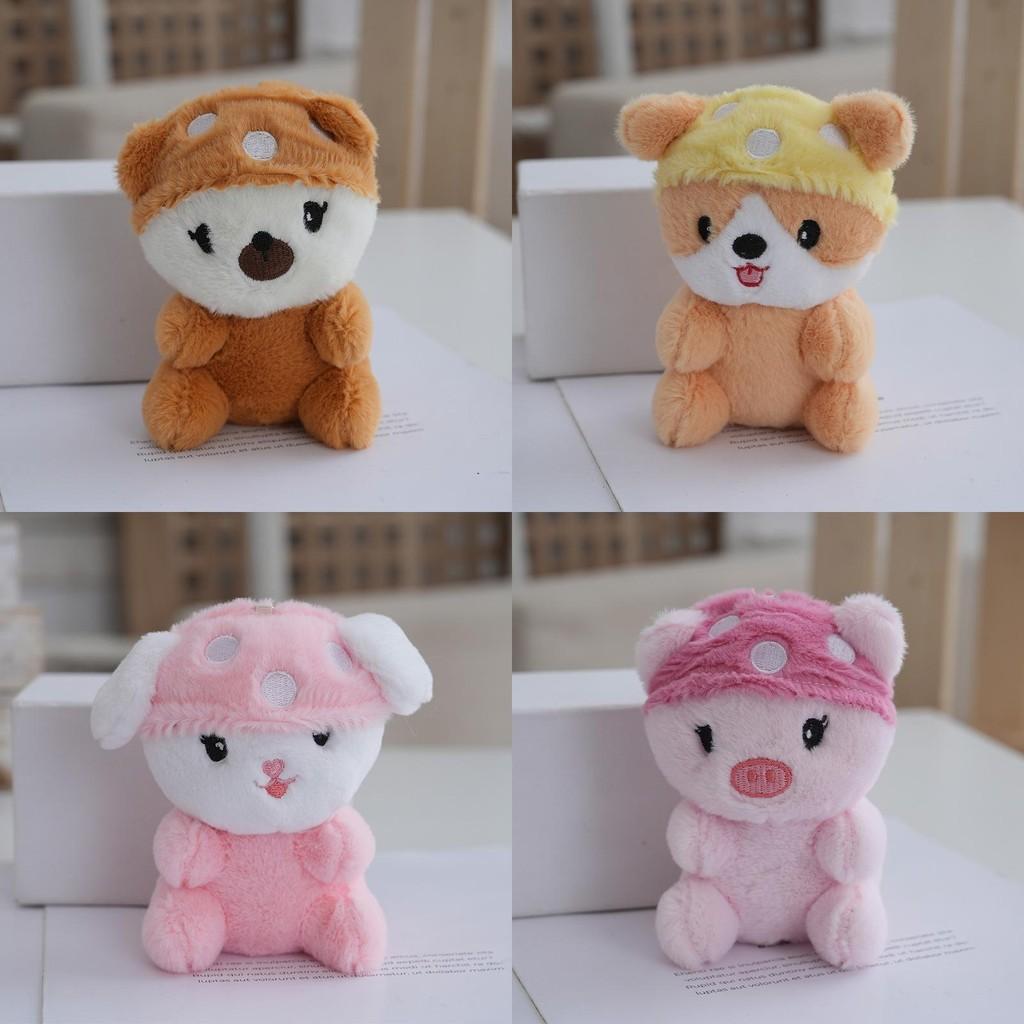 Mushroom Dog Plush Keychain With Soft Bunny Fur For Teens Room Decor