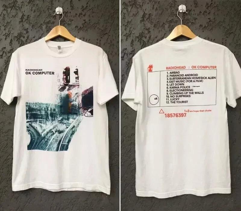 Radiohead Kid A Тур по альбому Концерт Редкие Темно-синие Футболки Мужские Женские Уличная одежда Оверсайз Y2k Повседневные Мягкие Футболки с коротким рукавом