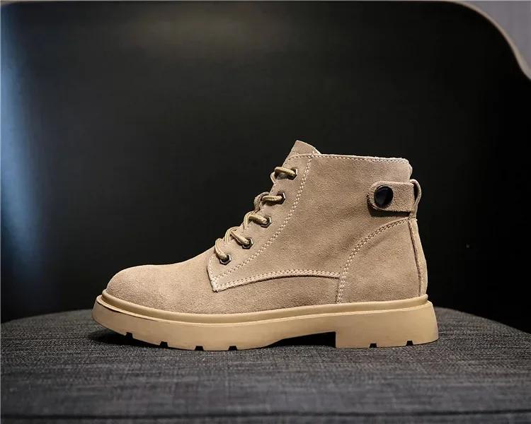 Женские ботинки из натуральной кожи в британском стиле в стиле ретро с коротким голенищем. Новые высококачественные зимние бархатные теплые туфли на толстой подошве.