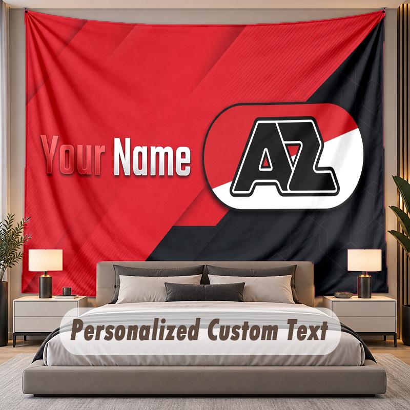 Custom Name Text Tapestry AZ Alkmaar Personalized Polyester Wall Tapestry For Bedroom And Room