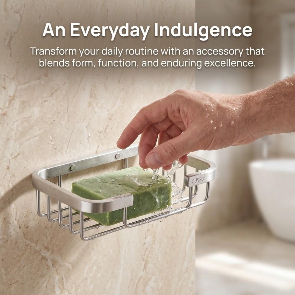 Silver Soap Rack Stainless Steel Soap Organizer Box Modern Soap Dish Bathroom Kitchen Washroom
