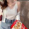 Women Summer Lace V-Neck Camisole Vest Sleeveless Inner Bottoming Shirt Ice Silk Tight-fitting Top Solid Color Tops