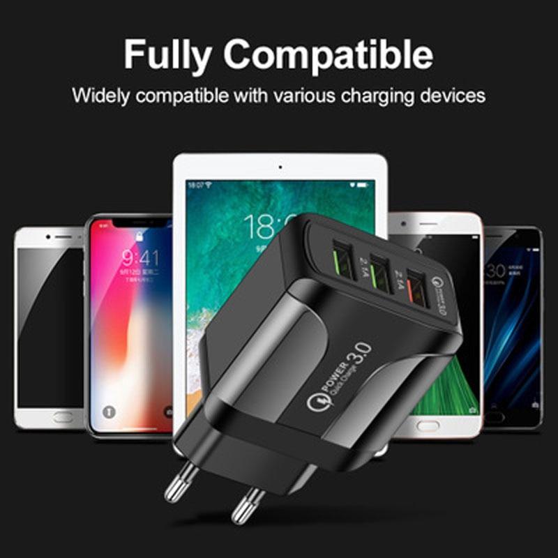 Быстрое зарядное устройство для мобильного телефона QC3.0, 3 USB, умное, европейские правила, США. Правила Британские Правила 5В9В12В Многопортовое Зарядное Устройство для Путешествий