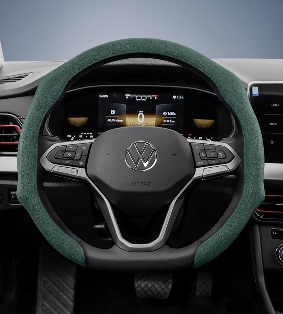 Подходит для премиальных замшевых накидок на руль Volkswagen с кнопками, нескользящие и прочные, доступны для рулей D-образной формы, совместимые