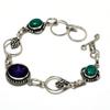 Ювелирный браслет с аметистом и малахитом 925 пробы, посеребренный, 6–8 дюймов