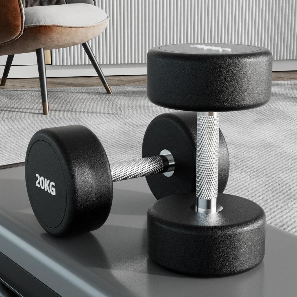 50kg Pair Rubber Coated Solid Steel Dumbbell Set for Men's & Women's Home & Commercial Gym Use