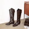 Inner height increase~ Over-knee long boots for women's spring and autumn new V-mouth thin high knight boots pointed thick heel