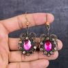 Pink Rubillite Handmade Copper Wire Wrap Jewelry Earring 2.68" m2H85