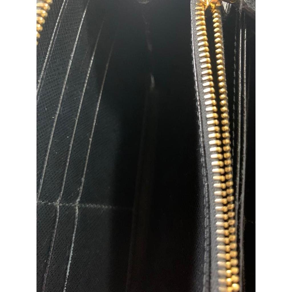 Used PRADA Saffiano long wallet with ribbon, black